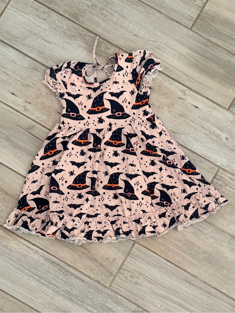 SweetHoney Pink Dress with Black Witch Hat Print